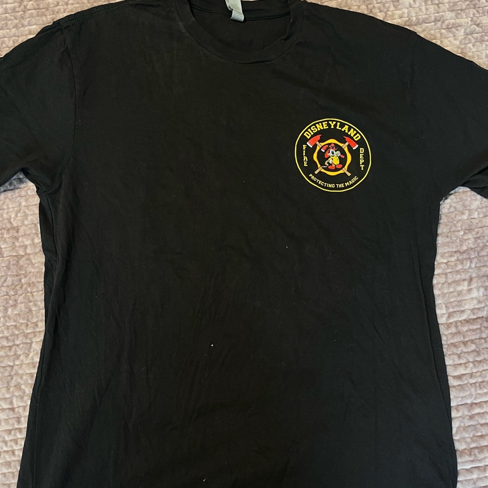Disneyland Fire Dept Mickey Graphic Tee - Black with Yellow & Red - Picture 2 of 3